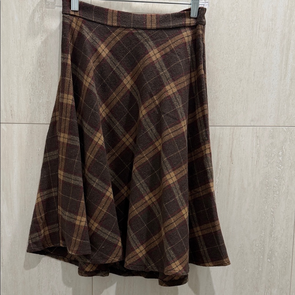 Plaid Brown A-Line Skirt